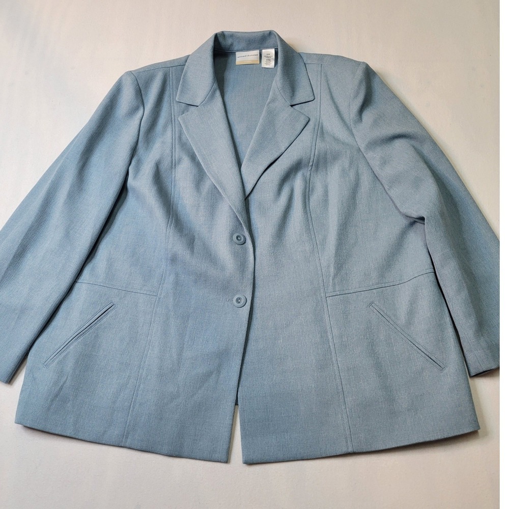 Alfred Dunner Woman Blue Textured Two Button Blazer Jacket Size 22W
